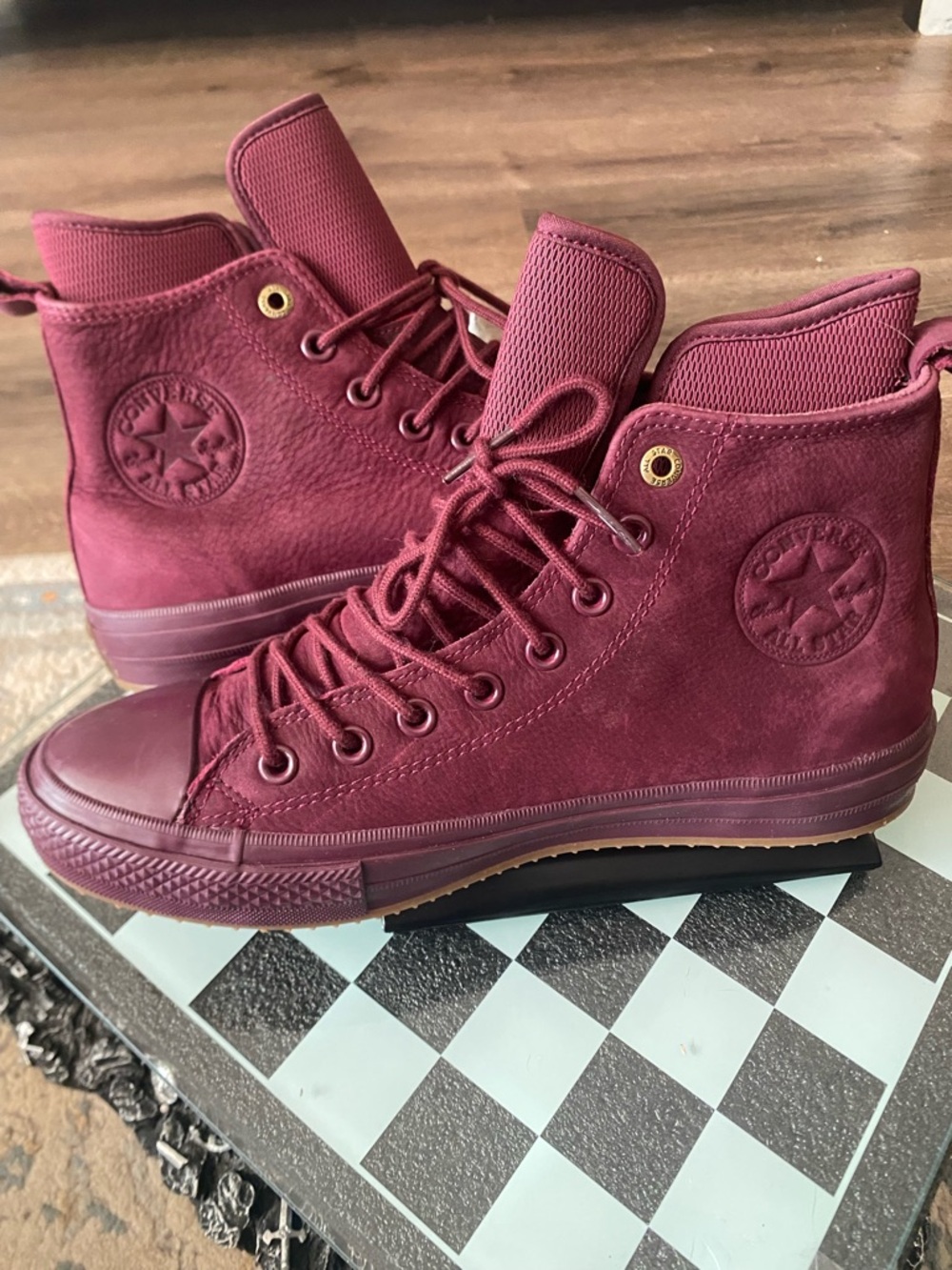 Converse All Star Waterproof Combat Boots Burgundy Leather Lace Up Men's Size 8